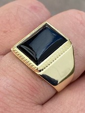 Mens 14k Gold Plated Real Solid 925 Silver Bl...