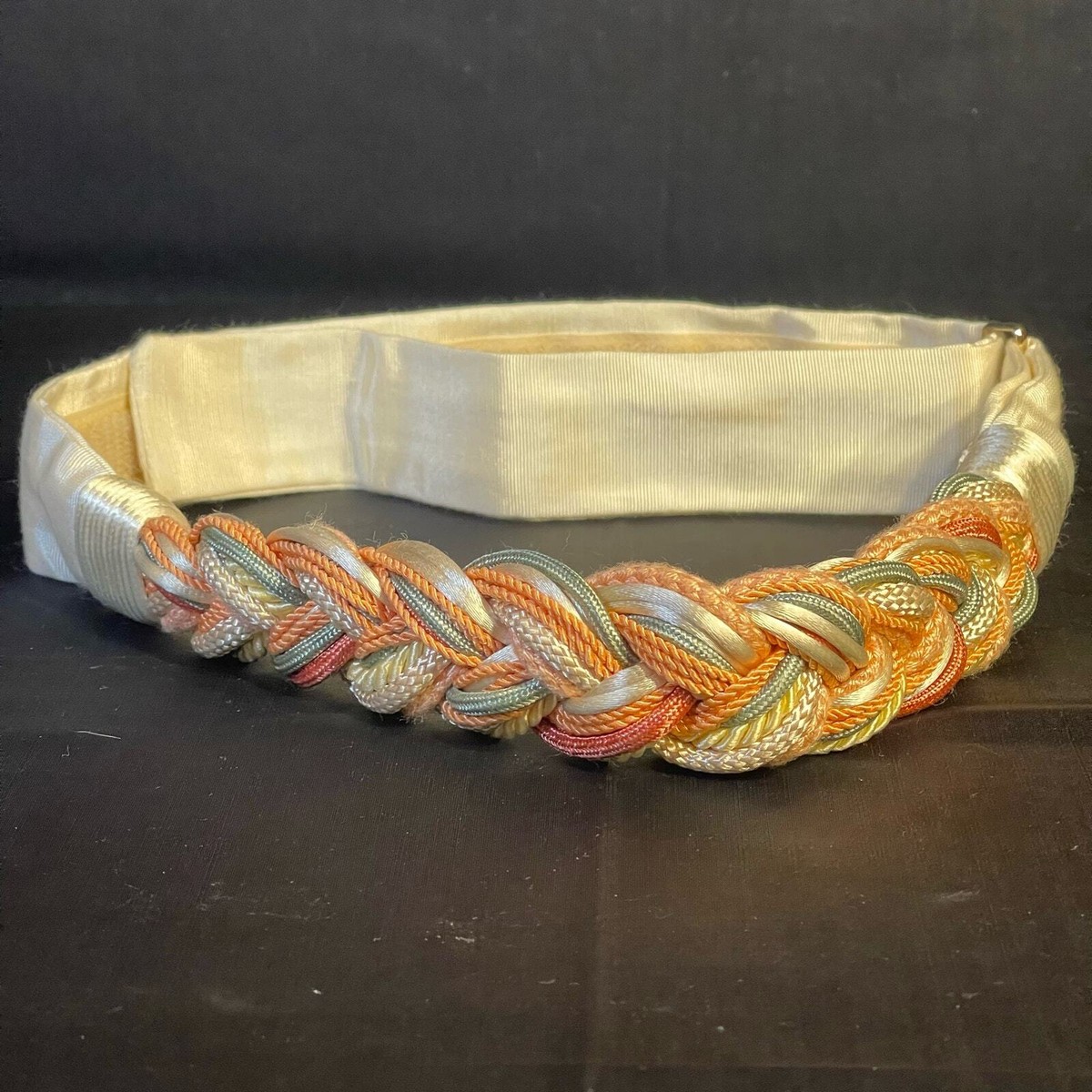 80s Carolyn Tanner Designs Beaded Braided Rope Wide Adjustable Belt Vintage 80s Waist Belt Carolyn Tanner Designs Colorful  main image 2