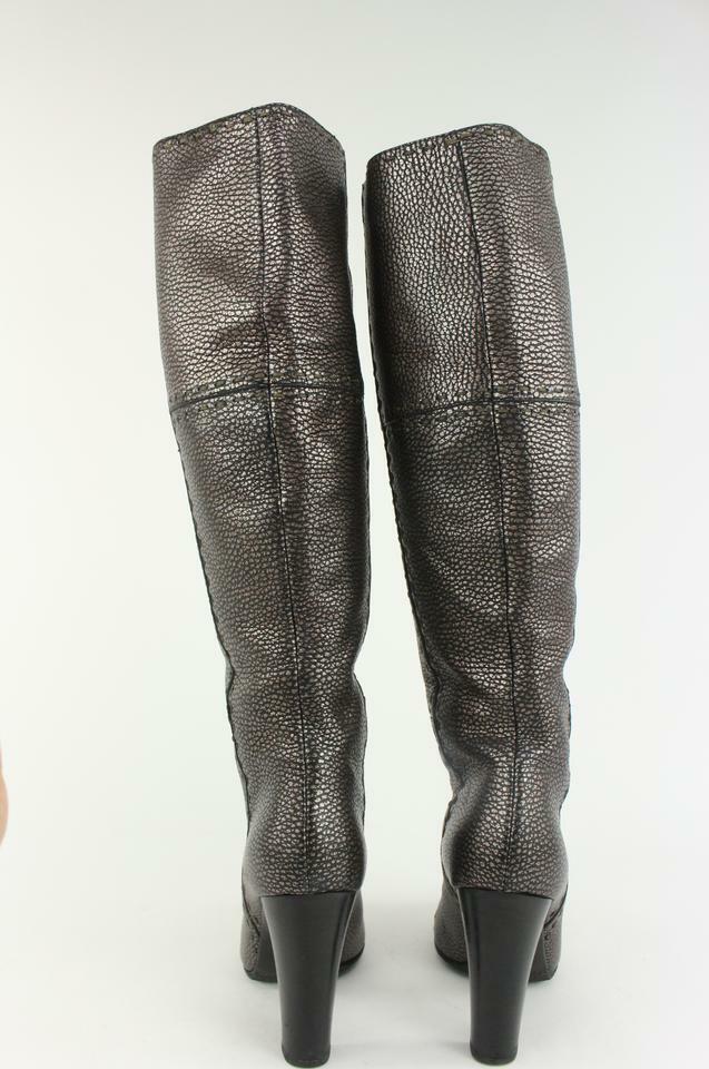 Fendi Women's 36.5 Knee High Grey Leather Selleria Boots