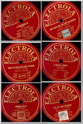 3x ENRICO CARUSO ''ELECTROLA'' O sole mio u.a.Titel Schellack -Sonderpreis-Set195B