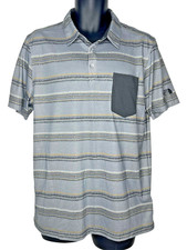 The North Face Flashdry Polo Solid Gray Pocket Pattern Striped Shirt Men s Large