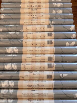 Laura Ashley Magnolia Grove schiefergraue Tapete 10 Rollen gleiche Charge Preis pro R