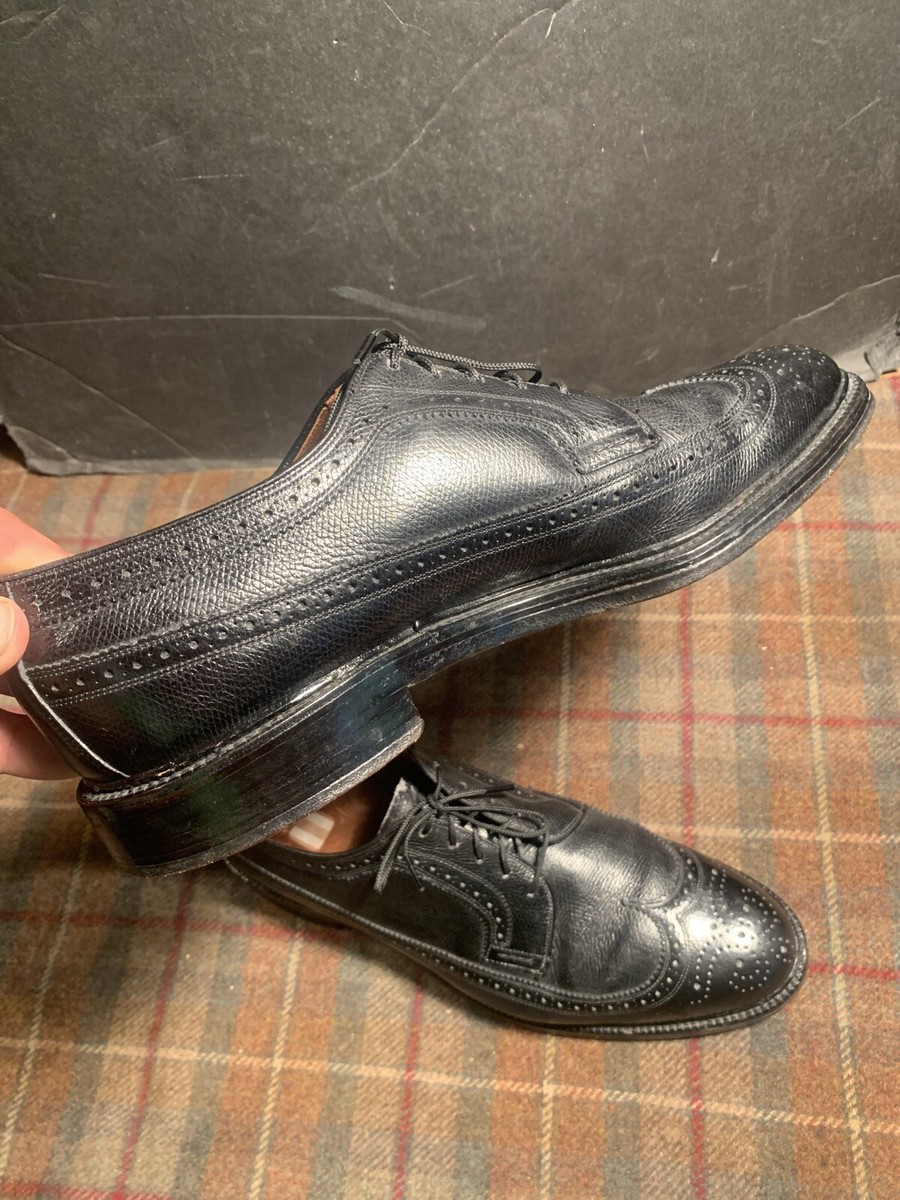 超美品89's Allen Edmonds MACNEIL US7EE Allen Edmonds Vintage MacNeil Black Wing Tip Mens Dress