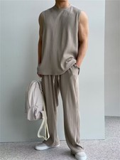 Men Short Sets Outfits Sleeveless Muscle Tee Pants Summer 2 Piece Tracksuit