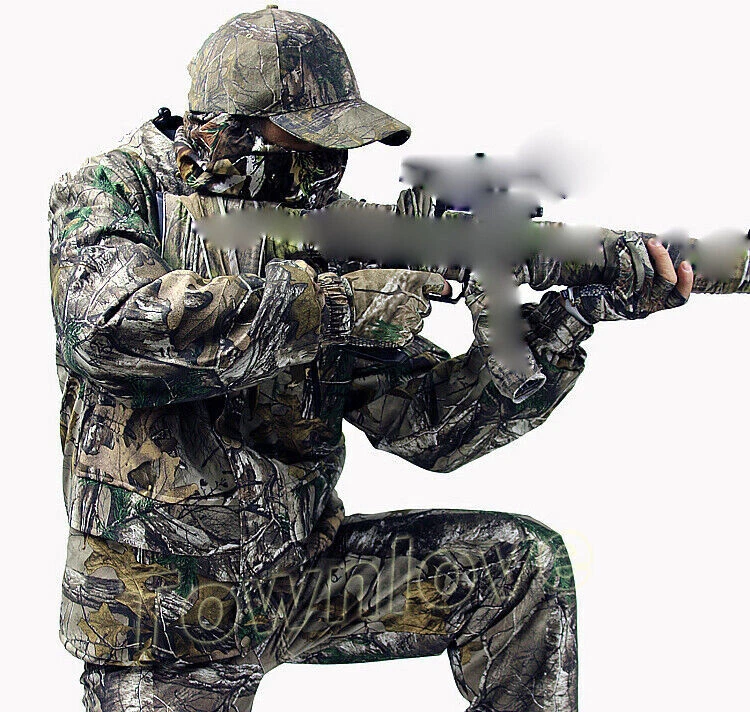 Mens Winter Bionic Camo Thicken Fleece Hunting Clothes Tactical Military Suits @ - Image 4 of 4
