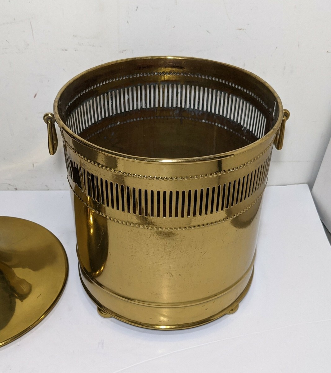 Antique English Regency Victorian Brass Fireside Coal Scuttle