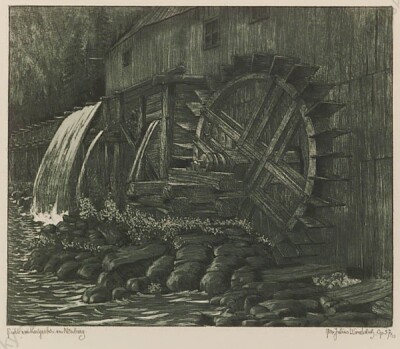 Max Julius Wunderlich (1878-1966) ''Water-Mill'', Large Etching, 1920s(1)