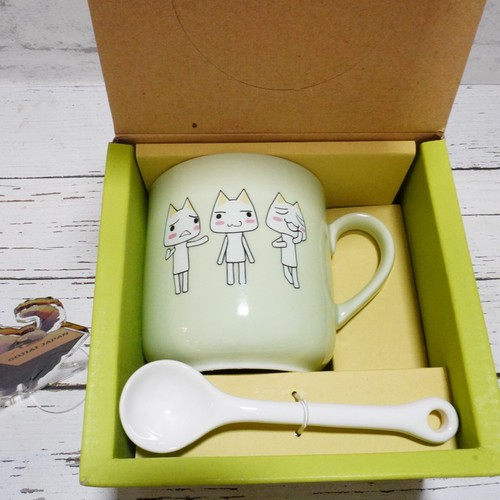Doko Demo Issyo Toro Inoue small Mug cup & Spoon set green w/ Box 2.7" - Picture 2 of 21