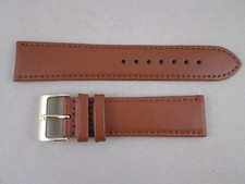 22mm lug genuine leather watch band light brown smooth stitched anti allergic