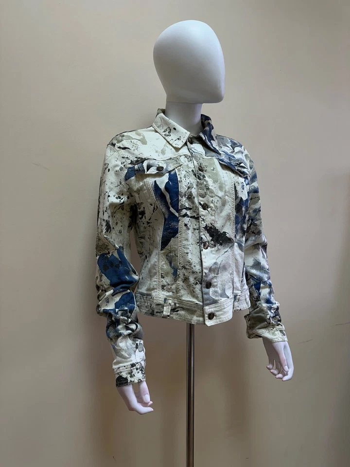 Chaqueta de mezclilla floral multicolor vintage Just Cavalli para mujer talla L Foto 3 de 4