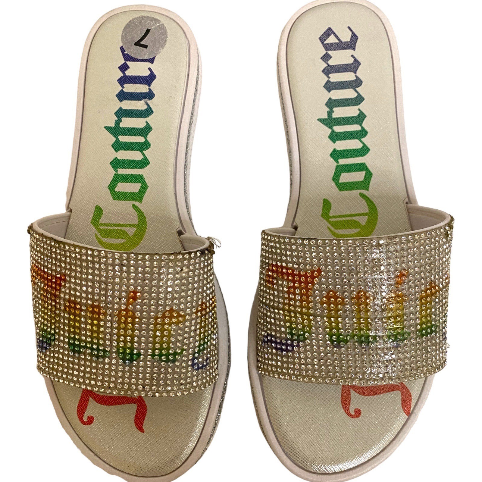 JUICY COUTURE Retro Crystal Beach Slides Women's … - image 1