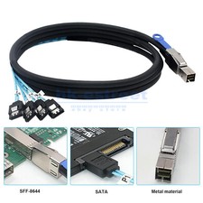 Mini SAS SFF-8644 to 4 SATA hard disk 12Gbps data Server Raid Blue Cable 1Meter