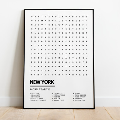 New York Wortsuche Stil Kunstdruck A3 A4 gerahmt oder ungerahmt Wandbild