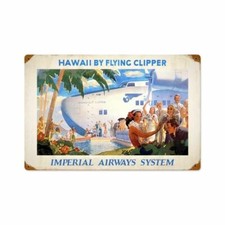 HAWAII BY FLYING CLIPPER IMPERIAL AIRWAYS 18" HEAVY DUTY USA MADE METAL ADV SIGN
