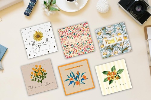 Giftinghouse Thank You Cards Multipack 12/24/48 with Envelopes, 6 Flower Designs - Picture 4 of 8