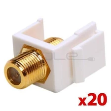 F Type Keystone Jack to Jack Modular Type F Female to Female Coupler White 20PCS
