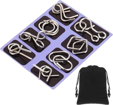 Metal Puzzle Rings, IQ Test Mind Game Toys, Brain Teaser Metal Wire Puzzle Game,