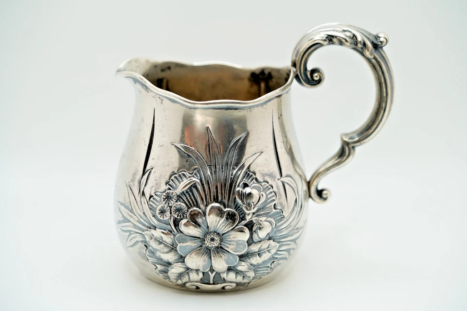 Antigua jarra de crema Gorham de plata esterlina de 1888 4"x3" JB31 Foto 4 de 4