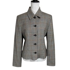 Vintage Pendleton Virgin Wool Houndstooth Blazer Plaid Jacket Size 12 Tailored