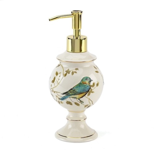 Ceramic Wastebasket Gilded Birds Collection Indoor Bathroom Accessories New - Picture 5 of 17