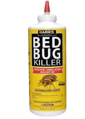 Harris HDE-8 Bed Bug Powder Diatomaceous Earth, 8oz, Yellow