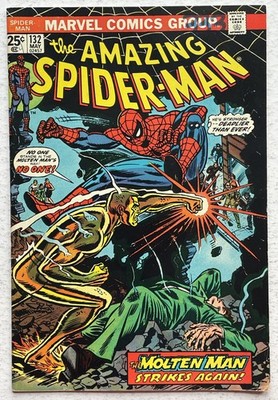 Amazing Spider-Man #132. MARK JEWELERS. Thor MVS. Molten Man. Marvel 1974