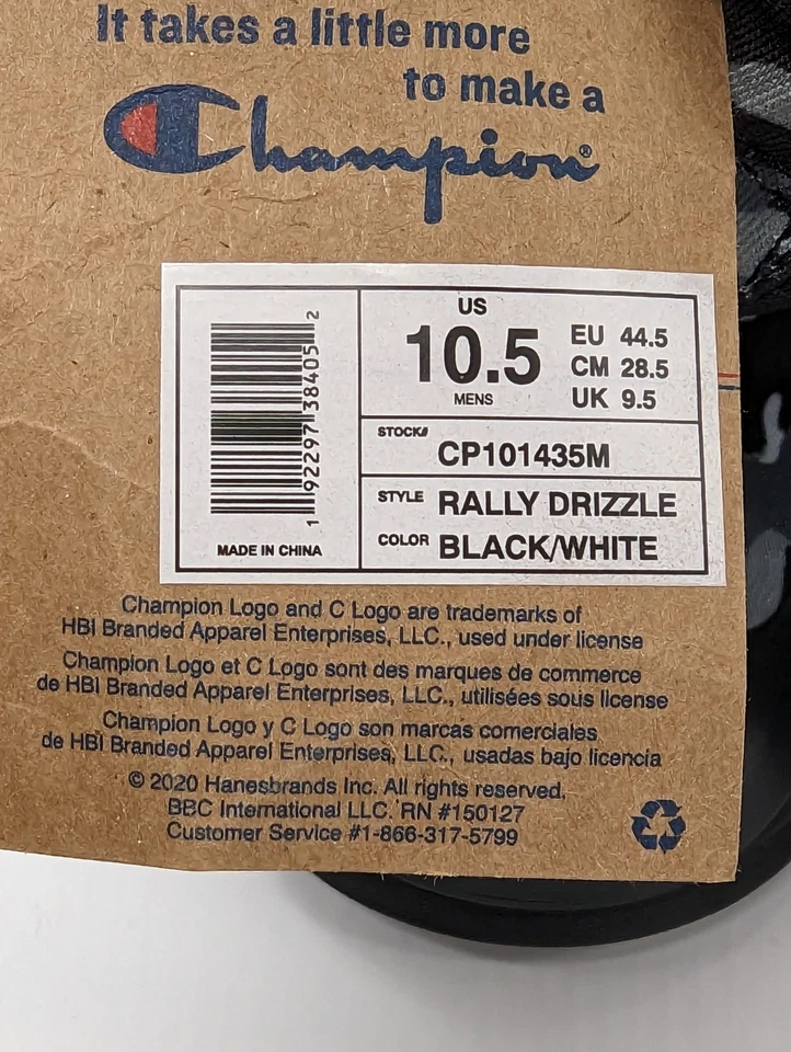 Champion Rally Drizzle Camufladas Negras Sin Cordones CP101435M Tenis Para Hombre Talla 10.5 Nuevas Foto 4 de 4