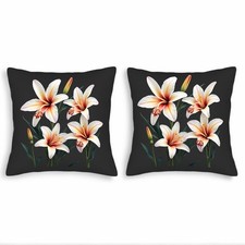Elegant Floral Throw Pillow Covers - Set of 2 18x18in Cushion Cases
