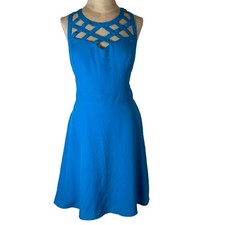  GUESS Los Angeles mini Dress size 12 Cutout Blue fit flare M/L party
