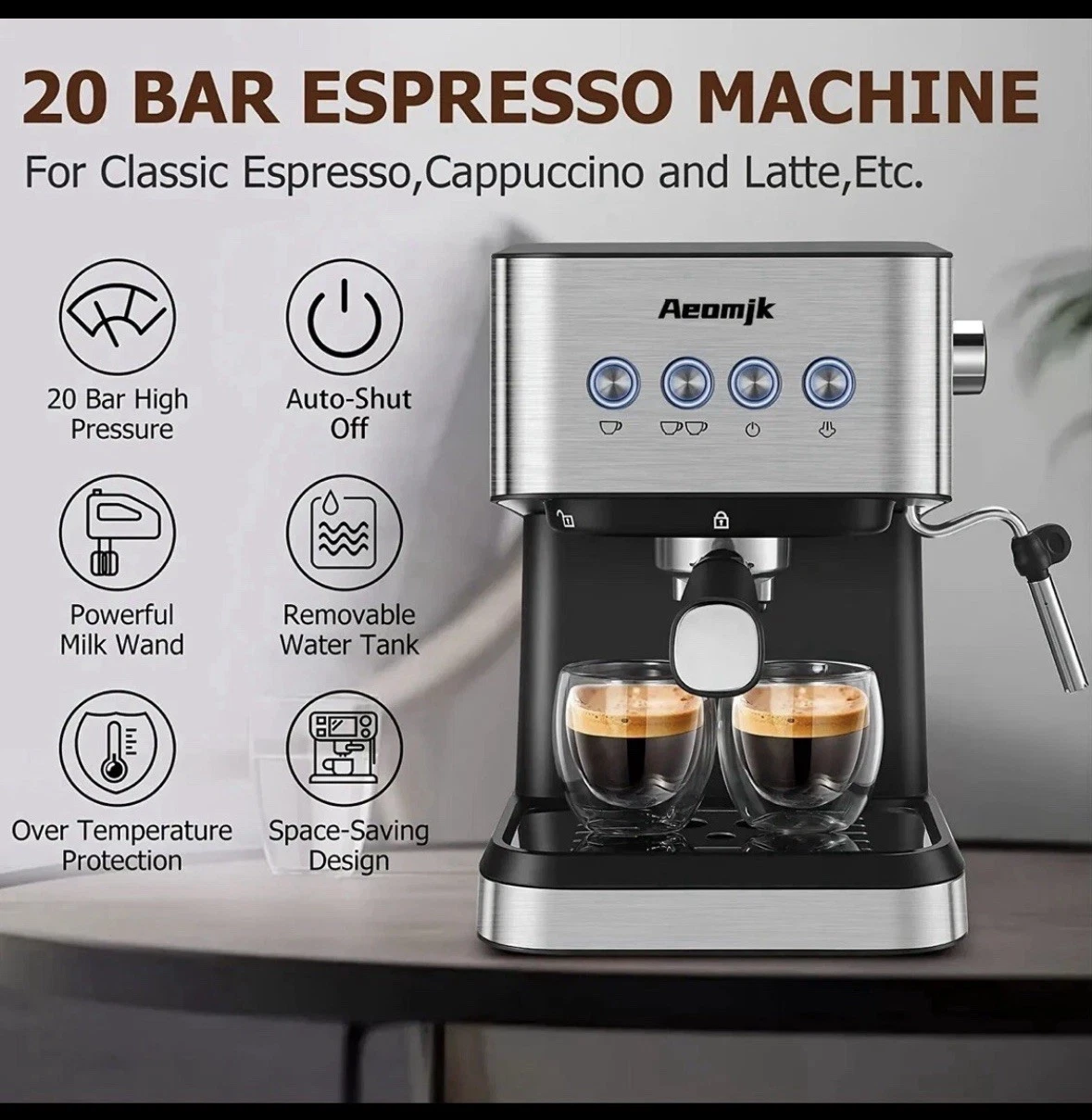 Aeomjk Espresso Machine Coffee Maker Model CM3010 NEW in BOX