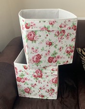 2x IKEA DRONA Floral Fabric Storage Box Discontinued-33x38x33cm