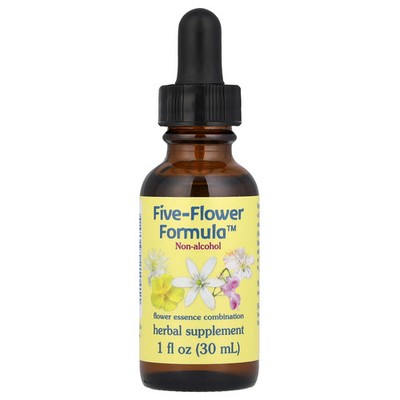 Five-Flower Formula , Flower Essence Combination, Non-Alcohol, 1 fl oz (30 ml)
