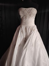 Morilee White Wedding Dress Gown Strapless Train Princess sZ Small