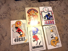 Lot Of 5 FLEER 1974 Big Signs NFL Football Teams:OILERS,BRONCOS,PACKERS,49ers,et