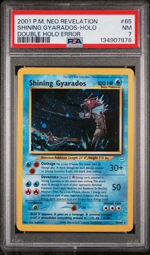2001 POKEMON NEO REVELATION DOUBLE HOLO ERR #65 SHINING GYARADOS-HOLO PSA 7