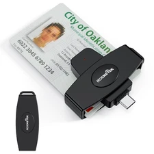 USB C CAC Card Reader, DOD Military Smart Card Reader, Windows Mac Compatible