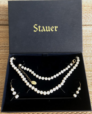STAUER MITSUKO ORGANIC CULTURED PEARL 3 PIECE SET - NEW