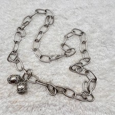 Vintage Chain Belt Silver Tone Ball Dangles 36"