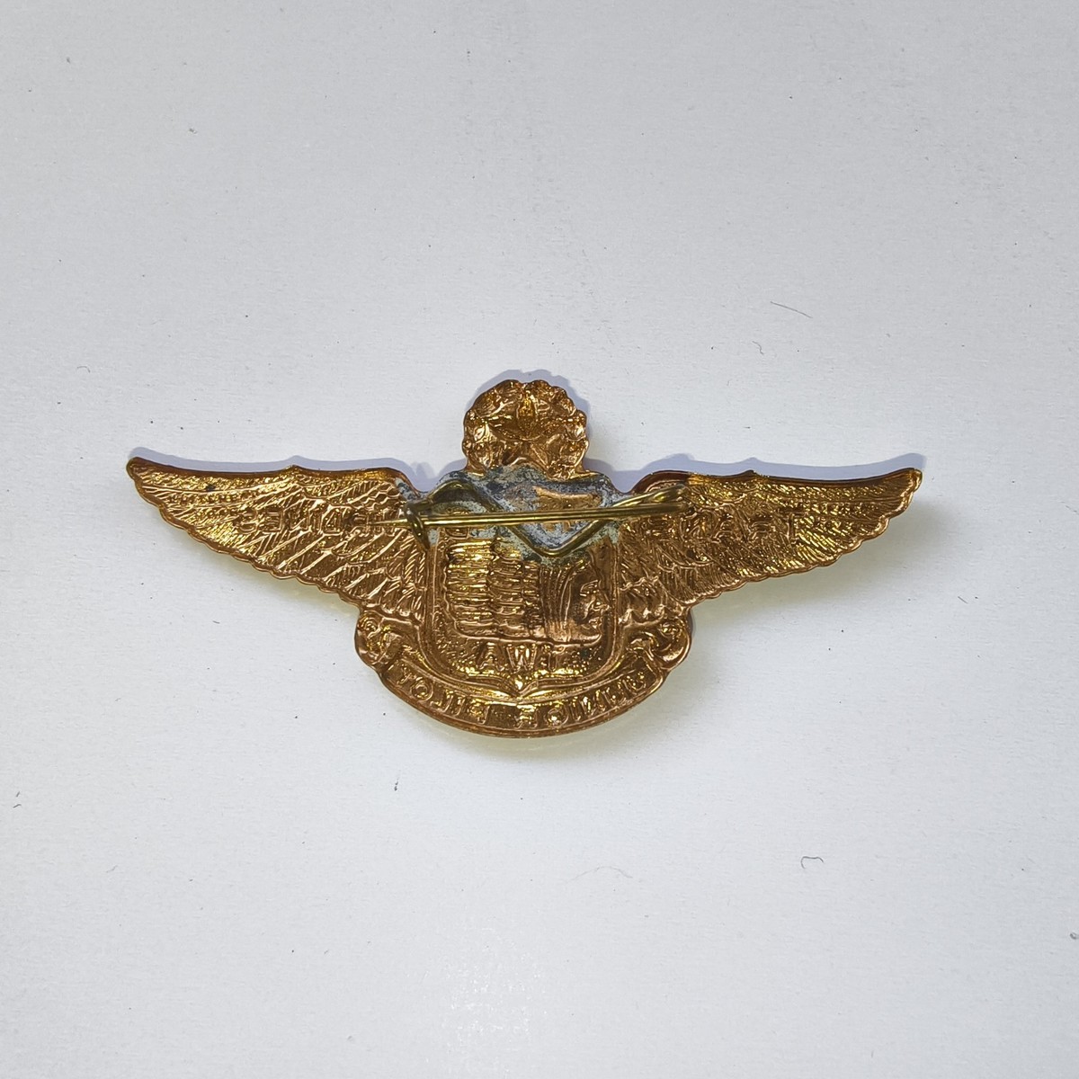 Vintage World Airlines Junior Pilot Wings Gold Tone Badge Aviation