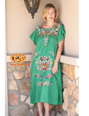 Women's Handmade Puebla Dress  Traditional Mexican Embroidered Dress   Fiesta, | eBay