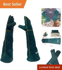 23.7" Leather Animal Handling Gloves - Bite Proof  Scratch Resistant Safety