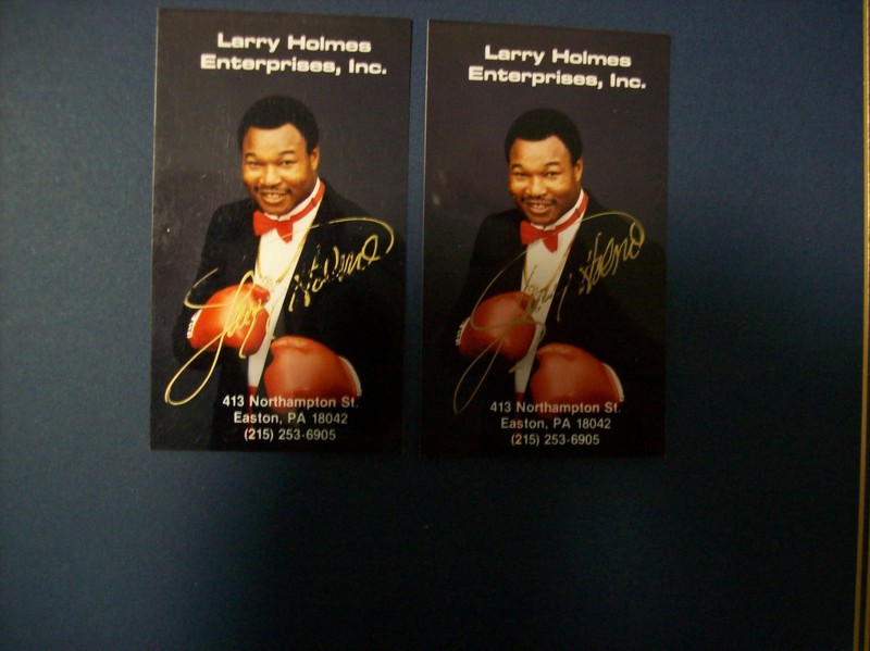 Larry Holmes Enterprises Business Card Autographed Personally In Gold Ink