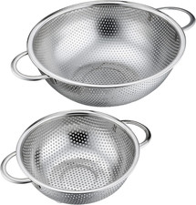 P&P CHEF Stainless Steel Colander, Micro-Perforated Food Strainer with Handle fo