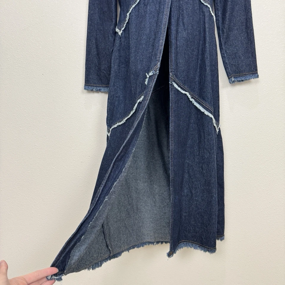 Chaqueta Paris Azul De Colección Para Mujer Gabardina Azul Medio Y2K Denim Oscuro Occidental Foto 4 de 4