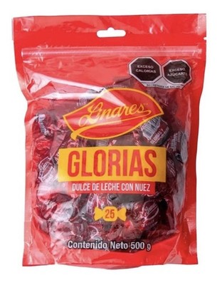 Linares Glorias Dulce de Leche con Nuez Milk Candy with Pecans 25 Bag 500g
