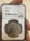 1899-O Morgan Silver Dollar $1 New Orleans Mint NGC Ms62 with Toning Nice