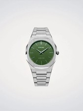Image of D1 Milano Ultra Thin Watch, Moss Green Dial Brushed & Stainless Steel D1-UTBJ06