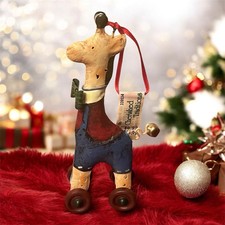 New Tall Metal Giraffe Christmas Ornament Bowtie Wheels Bell