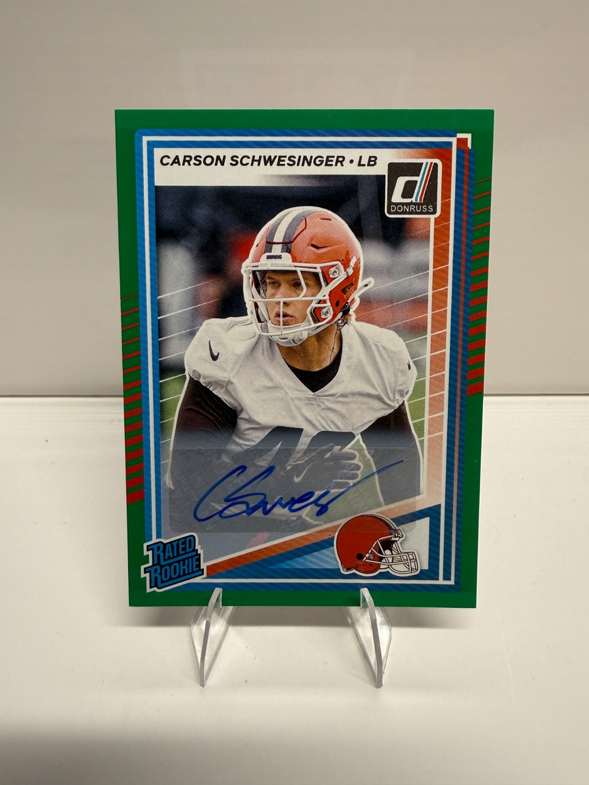 2025 Panini Donruss - Green Rated Rookie Carson Schwesinger #392 AUTO