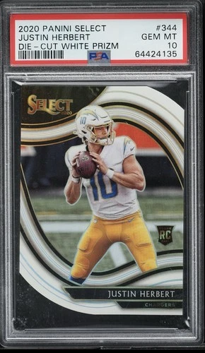 2020 Panini Select - Field Level Justin Herbert #344 White Prizm Die-Cut (RC)